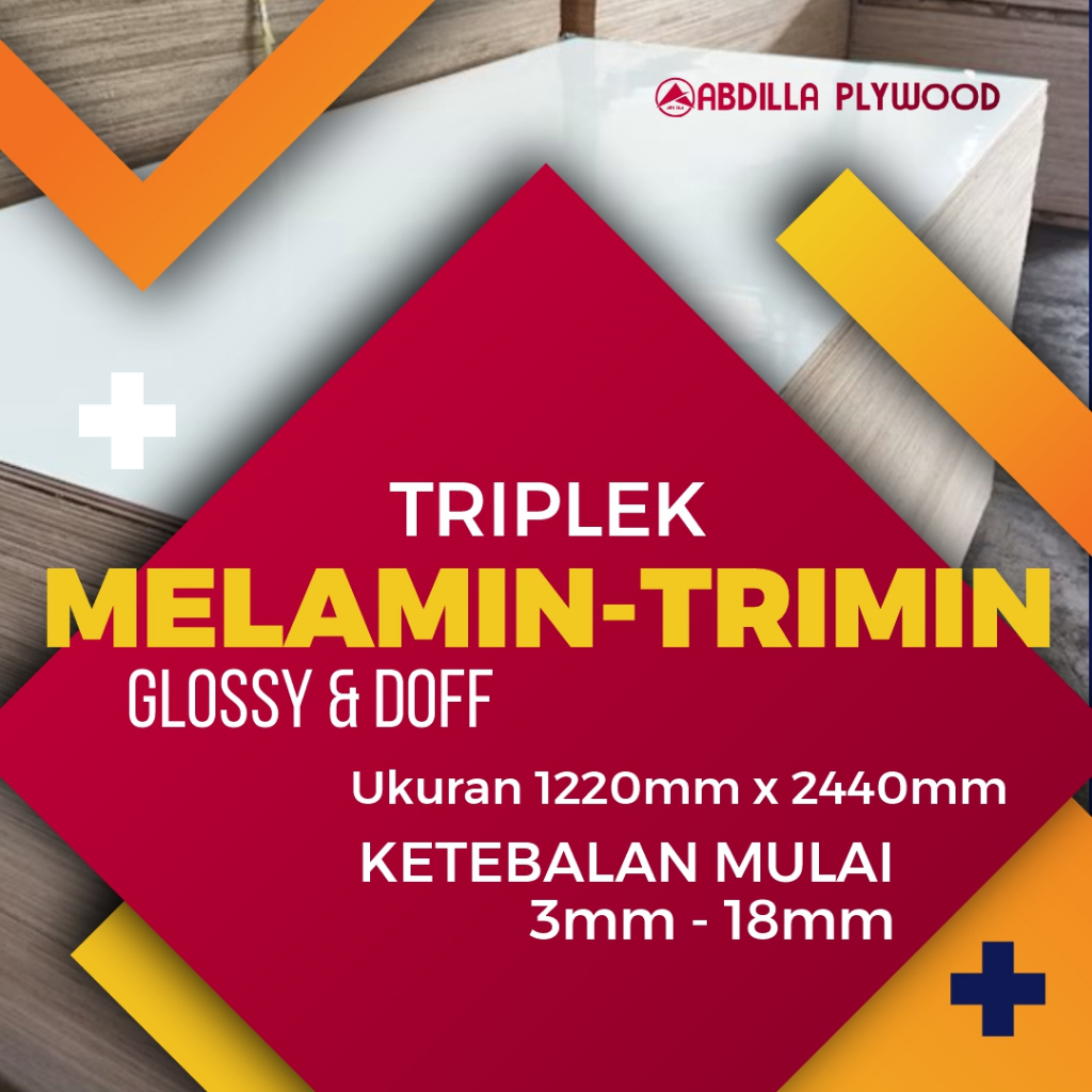 Abdilla Plywood Triplek Trimin Glossy & Doff Ukuran 122 x 244cm Ketebalan 3mm - 18mm Bahan Super Pre