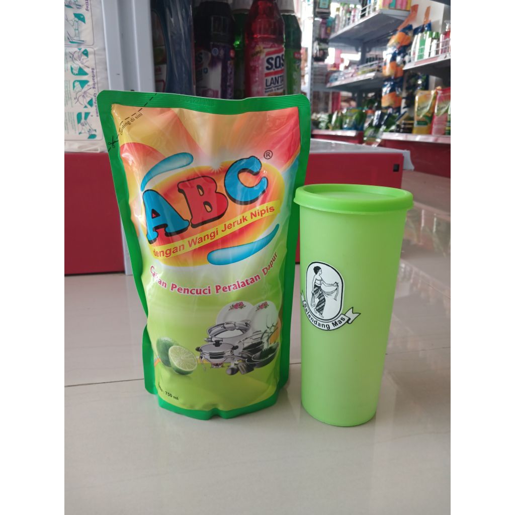 ABC Cairan Pencuci Peralatan Dapur 750ml Gratis Gelas Tutup