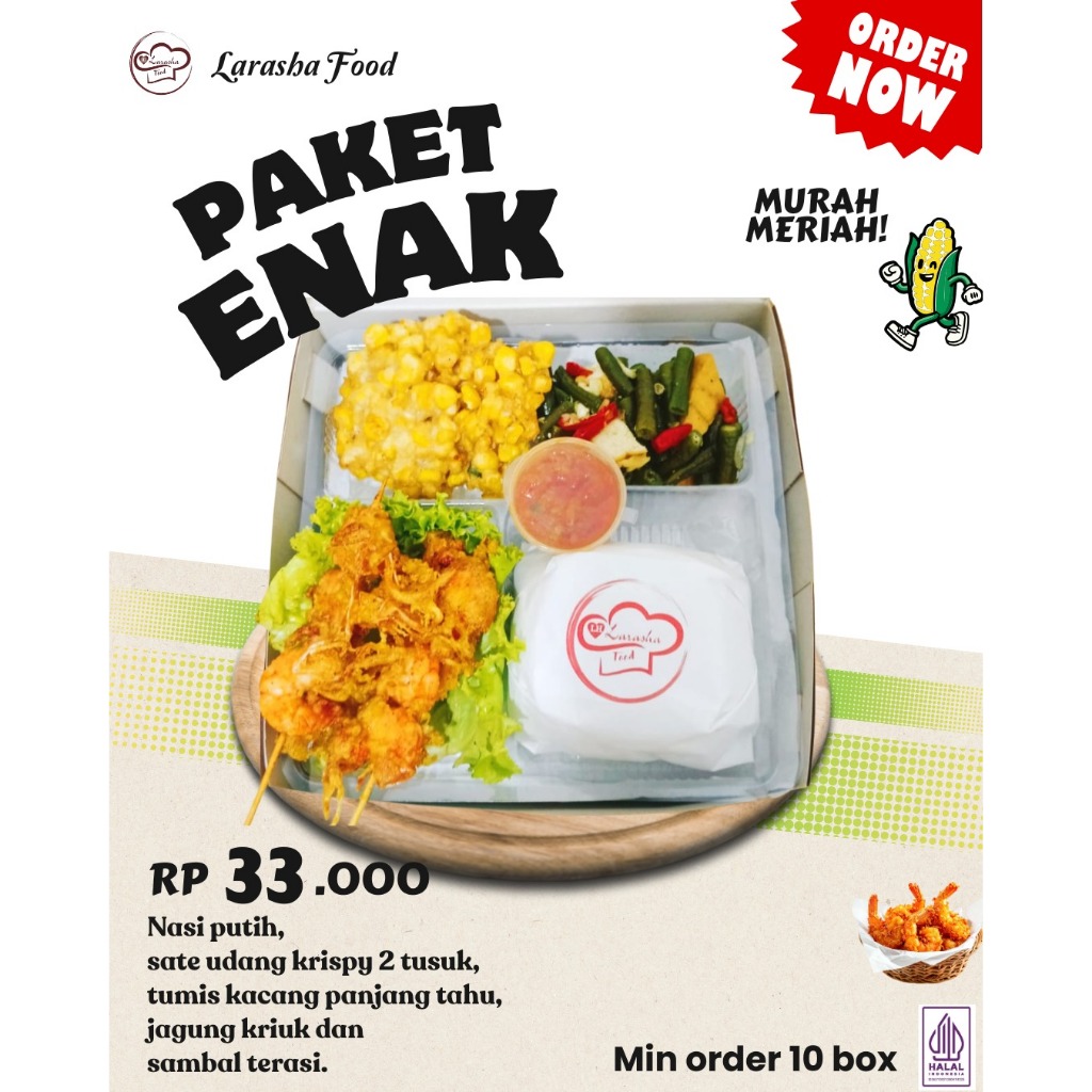 Jual Nasi Box/Paket Nasi Sate Udang Crispy/Nasi Box Depok Murah