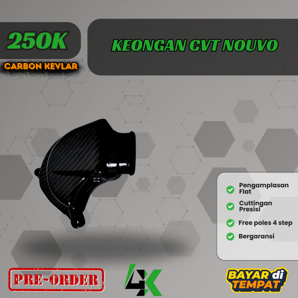 Keongan CVT Nouvo Carbon Kevlar / Karbon Fiber