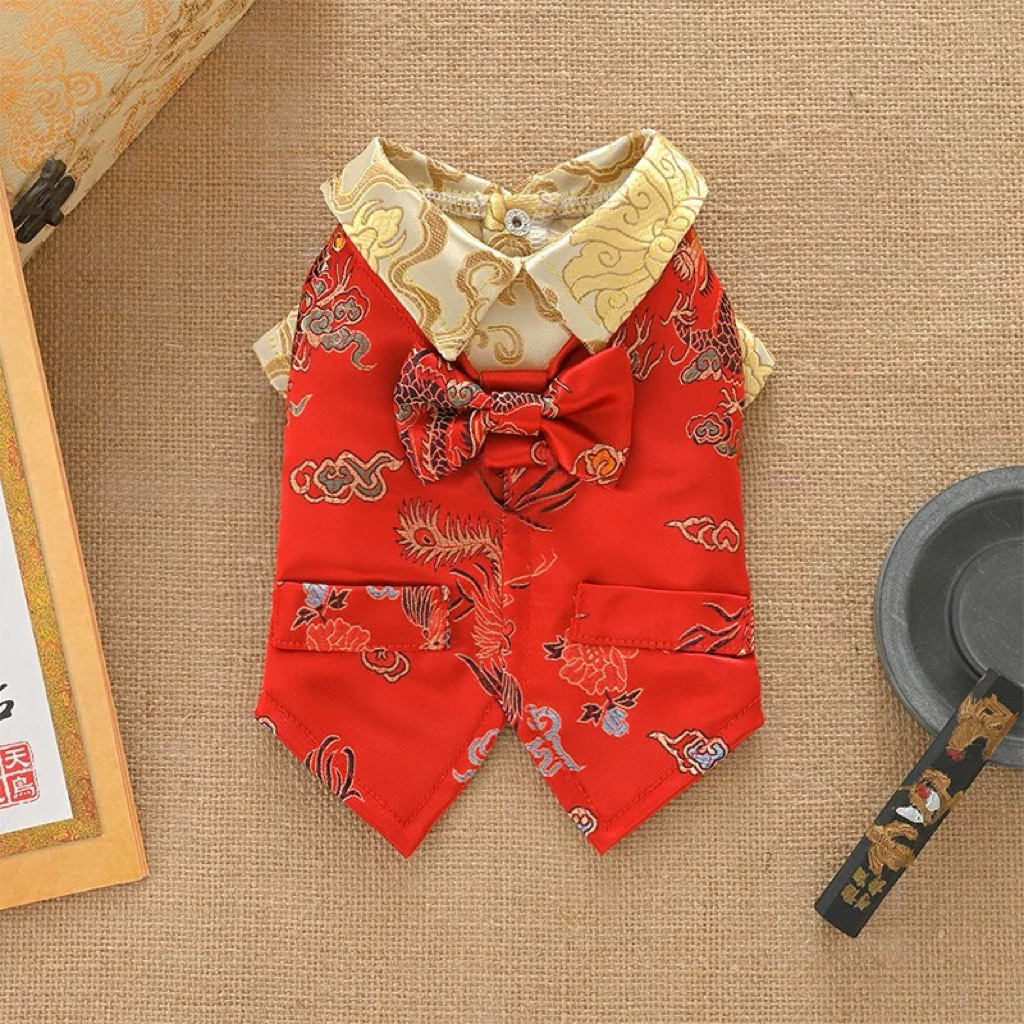 Pawtner - Golden Phoenix Shirt Baju Imlek Anjing Kucing Elegen dan Bahan Premium