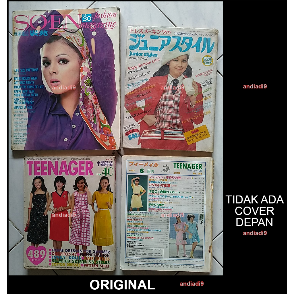 BUKU MAJALAH POLA MEMBUAT MENJAHIT PAKAIAN SO-EN 30 1969 JUNIOR STYLES NO. 4 1977 TEENAGER NO. 40 78