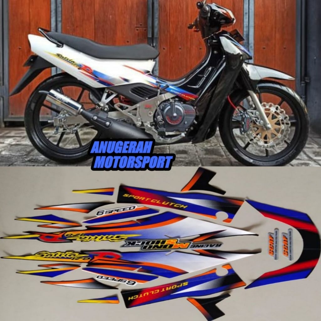 striping stiker lis satria r lumba hitam putih 1999