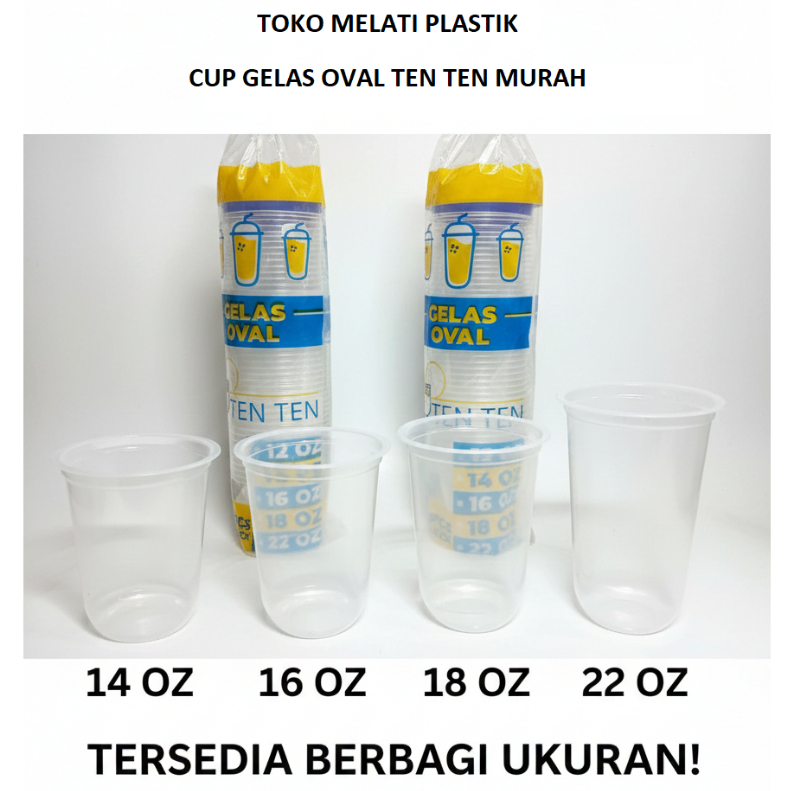 Gelas Oval Cup Oval Bulat Tebal 14oz 16oz 18oz 22oz gelas teh gelas cup plastik
