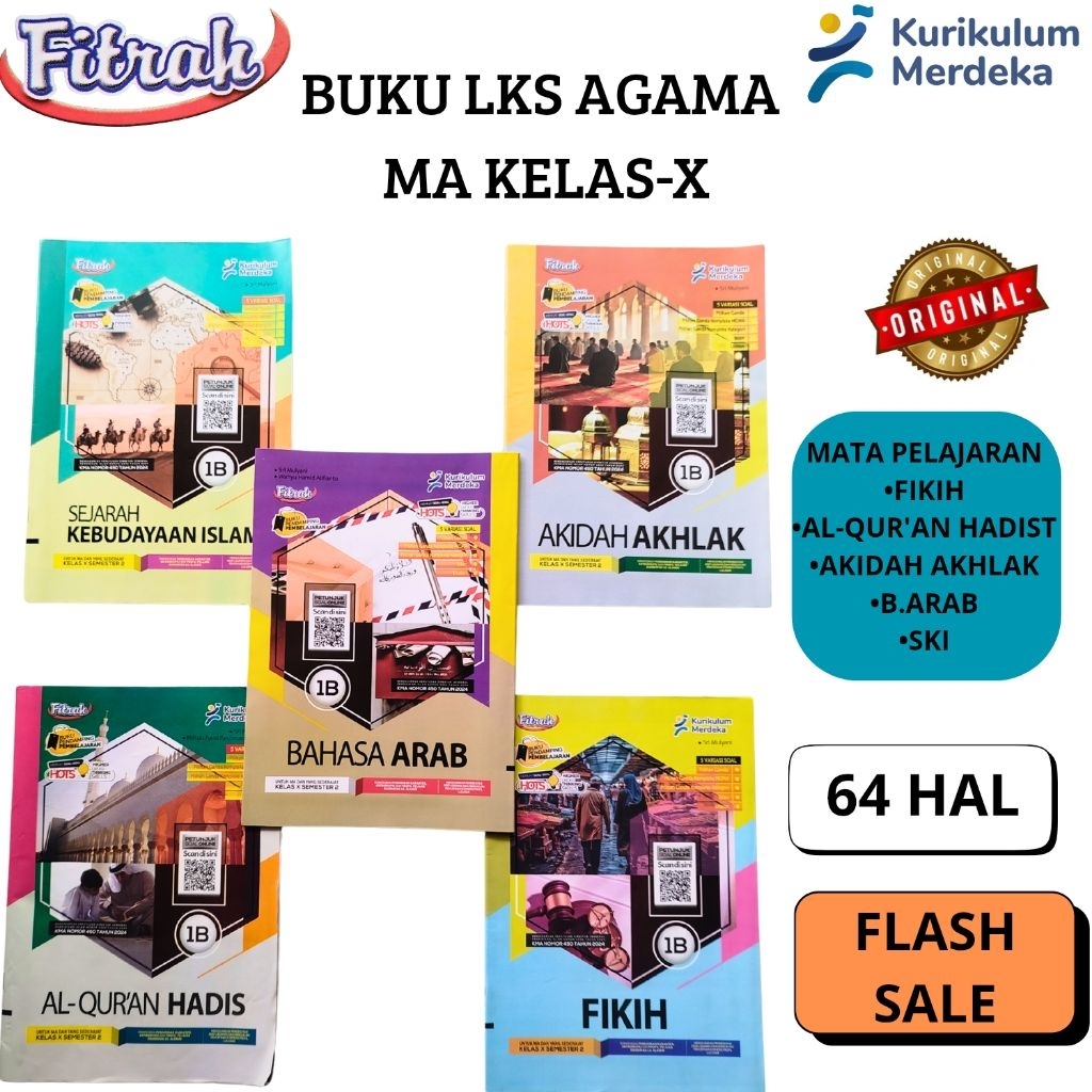 LKS FITRAH AGAMA PERBIDANG MA KELAS 10 MAPEL FIKIH,AL-QUR'AN HADIST,AKIDAH AKHLAK,B.ARAB,SEJARAH KEB