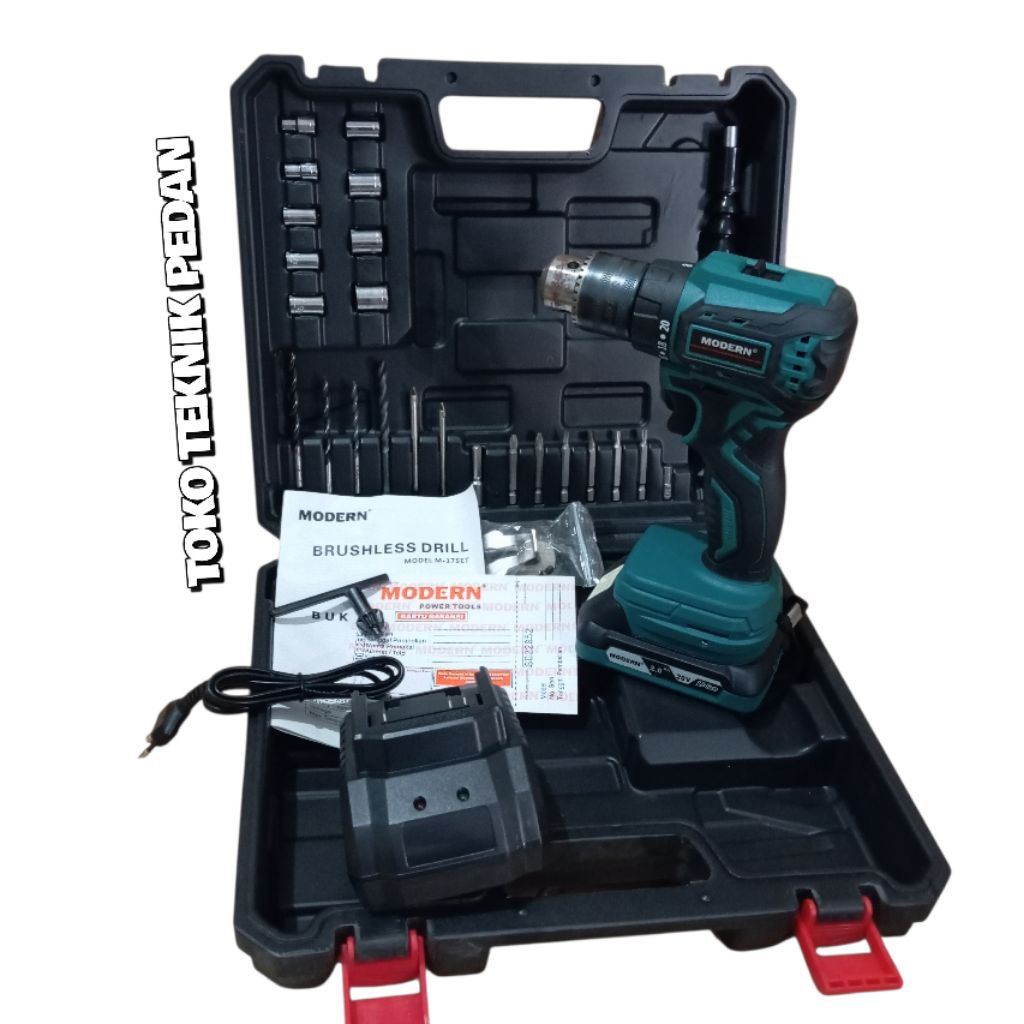 Bor Cordless Tembok Beton M 17 13mm BRUSHLESS Modern M17 Set Bor Cas Batrai 20V
