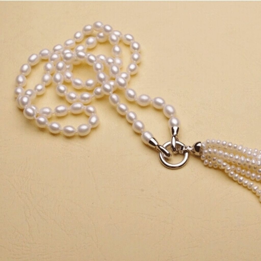 Kalung Panjang Mutiara Air Tawar Asli Rumbai