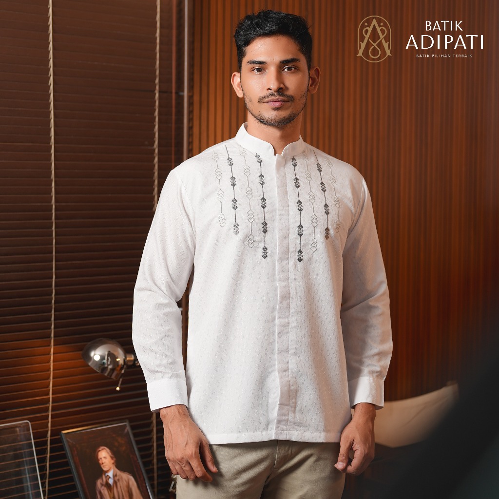 Adipati Baju Muslim Koko Lengan Panjang Dobby Silk Bordir Madani