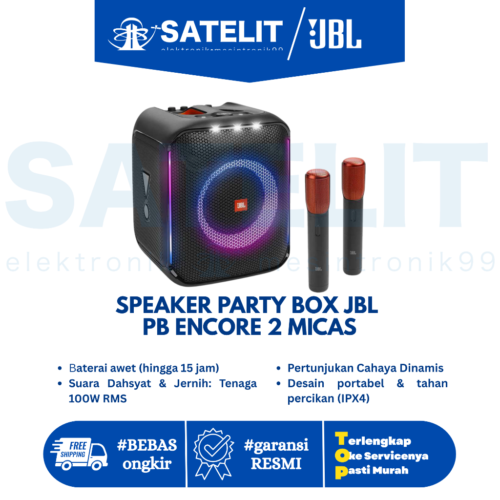 Speaker PartyBox JBL Encore + 2 Mic Original | Bass Kuat & Karaoke Party
