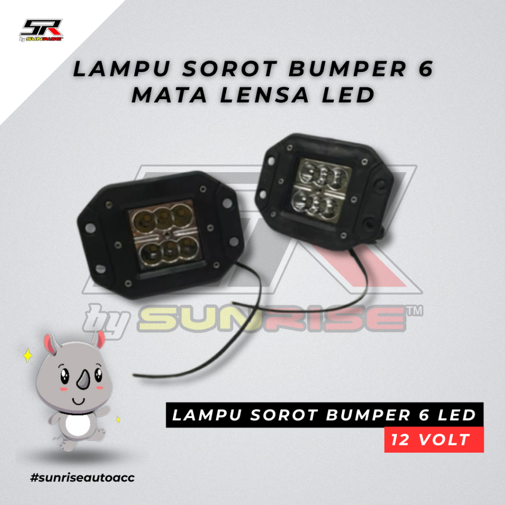LAMPU SOROT BUMPER 6 MATA LENSA LED BAR OFFROAD FOGLAMP LAMPU TEMBAK 6 LED LAMPU LED OFFROAD ARB