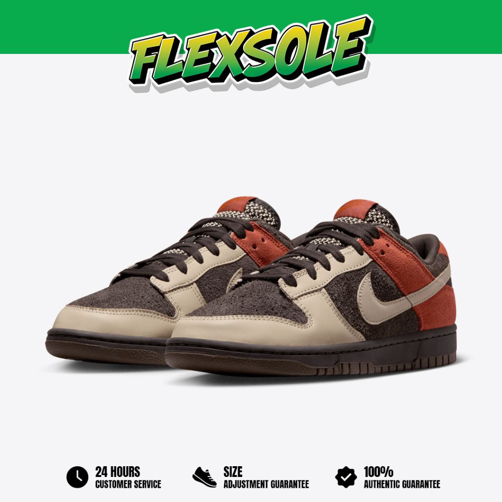 Sepatu Nike Dunk Low Red Panda Velvet Brown Orange Sneakers Authentic