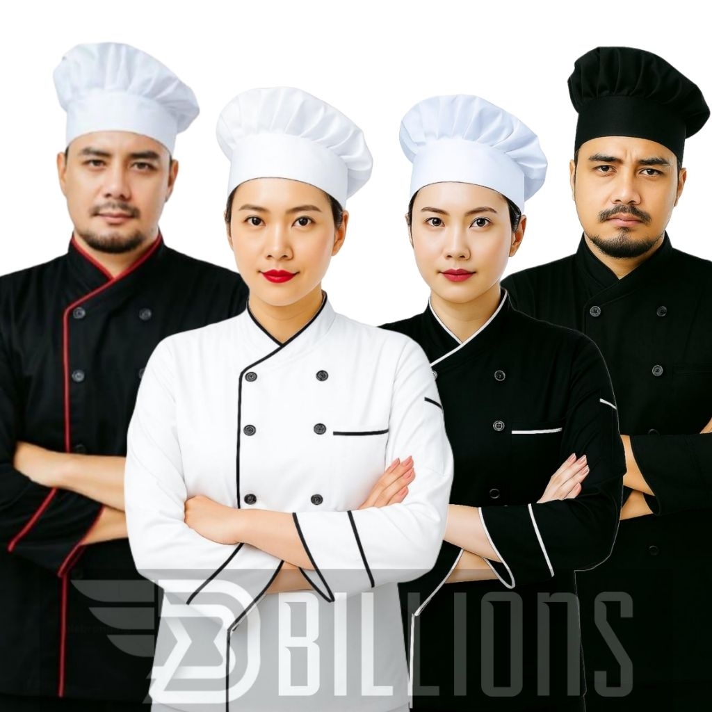 Billions Chef Jacket Baju Koki Seragam Chef Lengan Pendek  Panjang Pria  Wanita