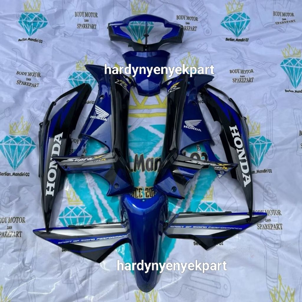 fullset body halus Honda Supra x 125 lama 4tak warna hitam biru tua