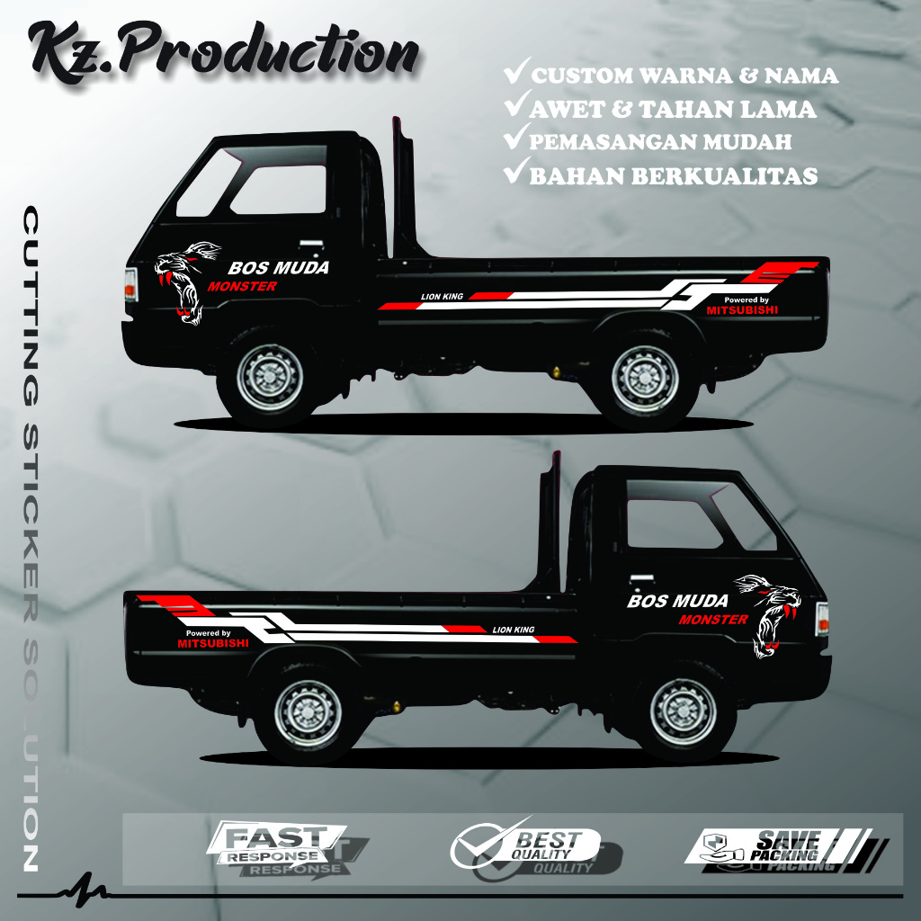 Kz. stiker cutting pick up l300 bos muda lion king terbaru