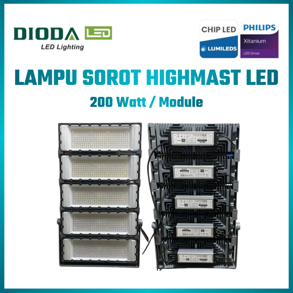 Lampu Sorot Highmast LED Trafo Philips Xitanium 200W-1000W IP67 | Lampu Stadion Lapangan Outdoor