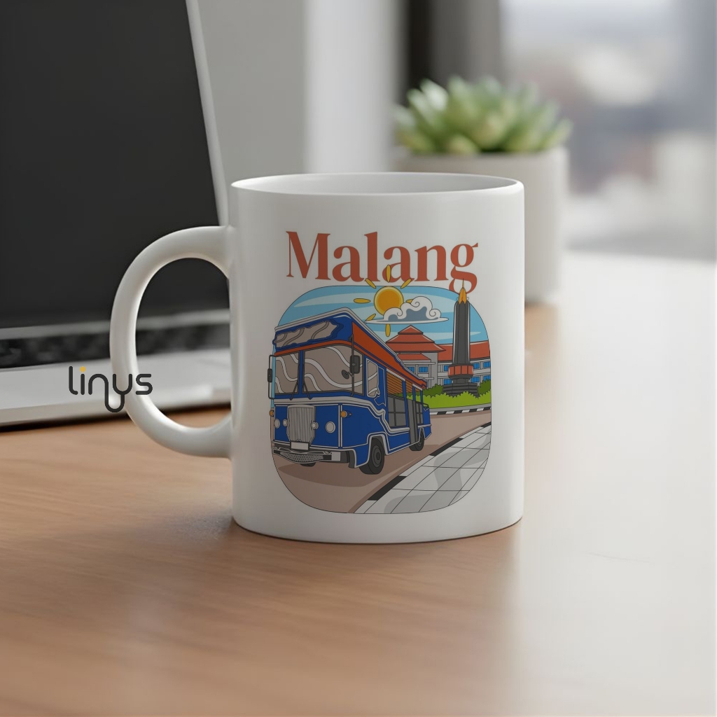 Mug Iconic Kota Malang Indonesia Gelas Souvenir Khas Malang