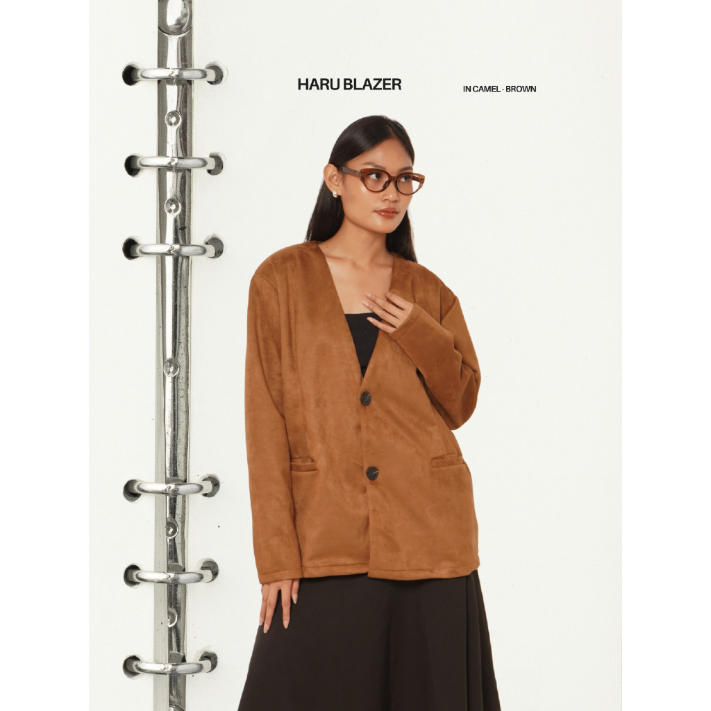 JIGU Haru Everyday Blazer Suede Minimalist in Camel | Outer Pria Wanita Unisex Premium | Blazer Kore