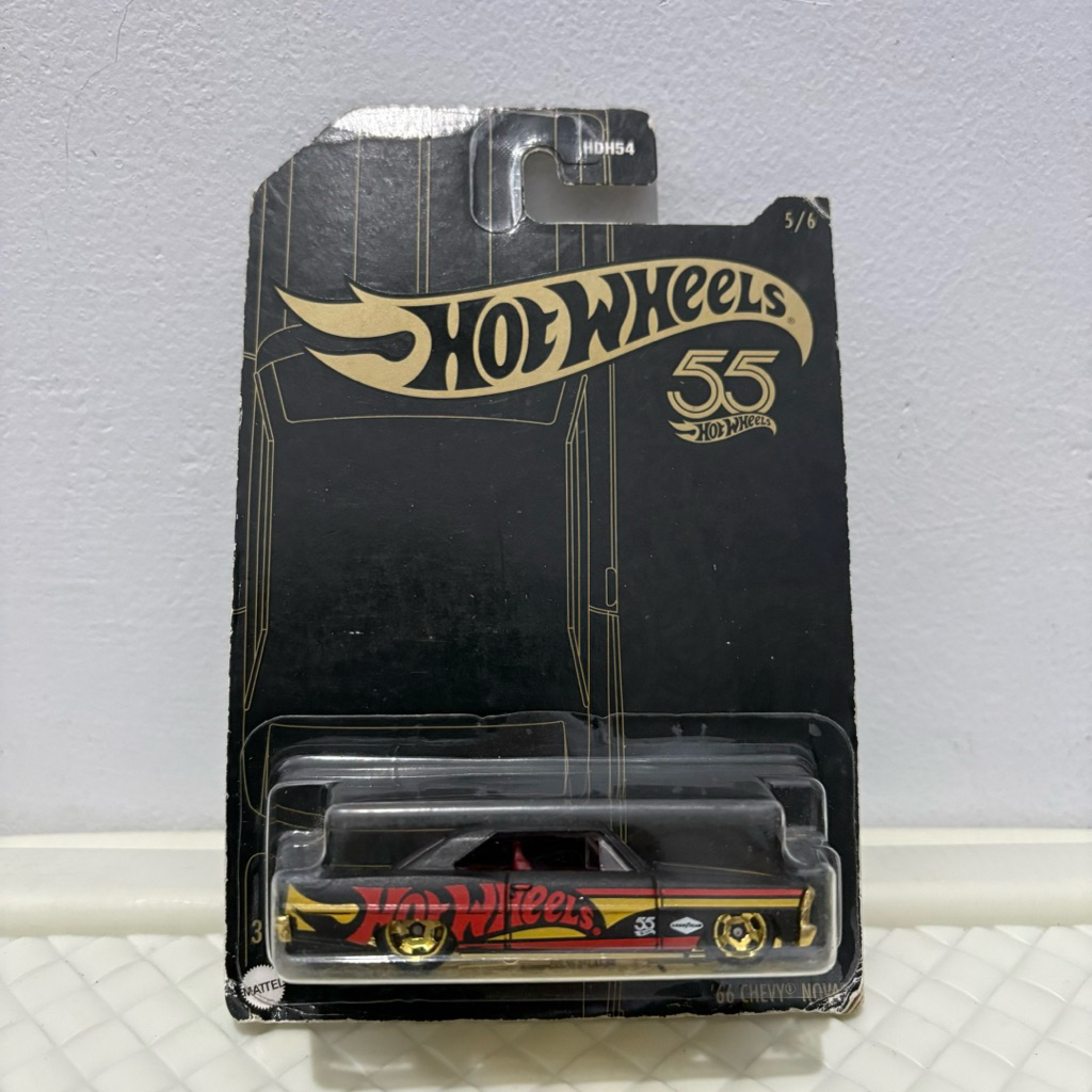 Hot Wheels 66 Chevy Nova 55th Anniversary Black and Yellow Series