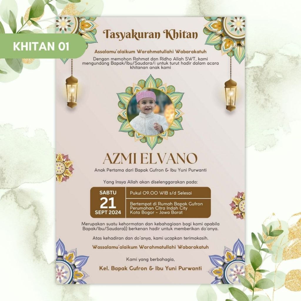 Undangan Digital Khitan Anak Code Khitan 01 Tasyakuran Khitan Softfile JPG Tema Islami Modern Pastel
