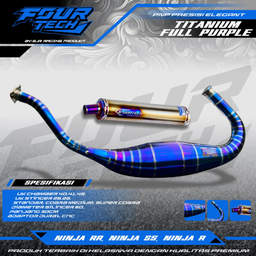 knalpot ninja titanium original fourtech & gjr tipe full purple