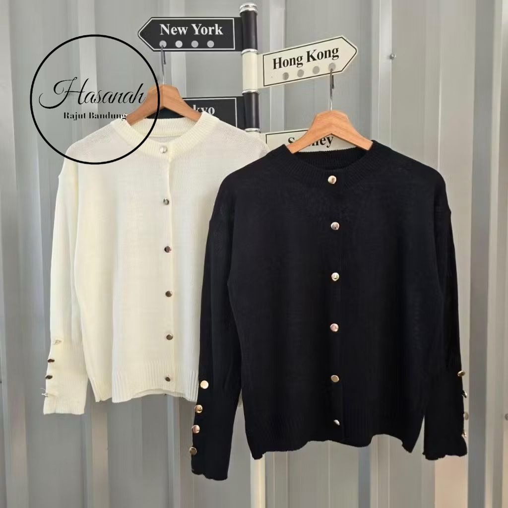 Cardigan Rajut Polos Simple Kancing Premium || Atasan Outer Wanita Knitwear Korean Style || Cardigan