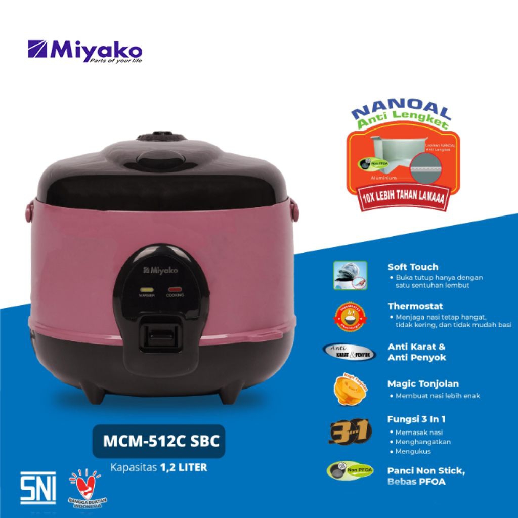 Magic Com Miyako 1,2 Liter MCM-512SBC