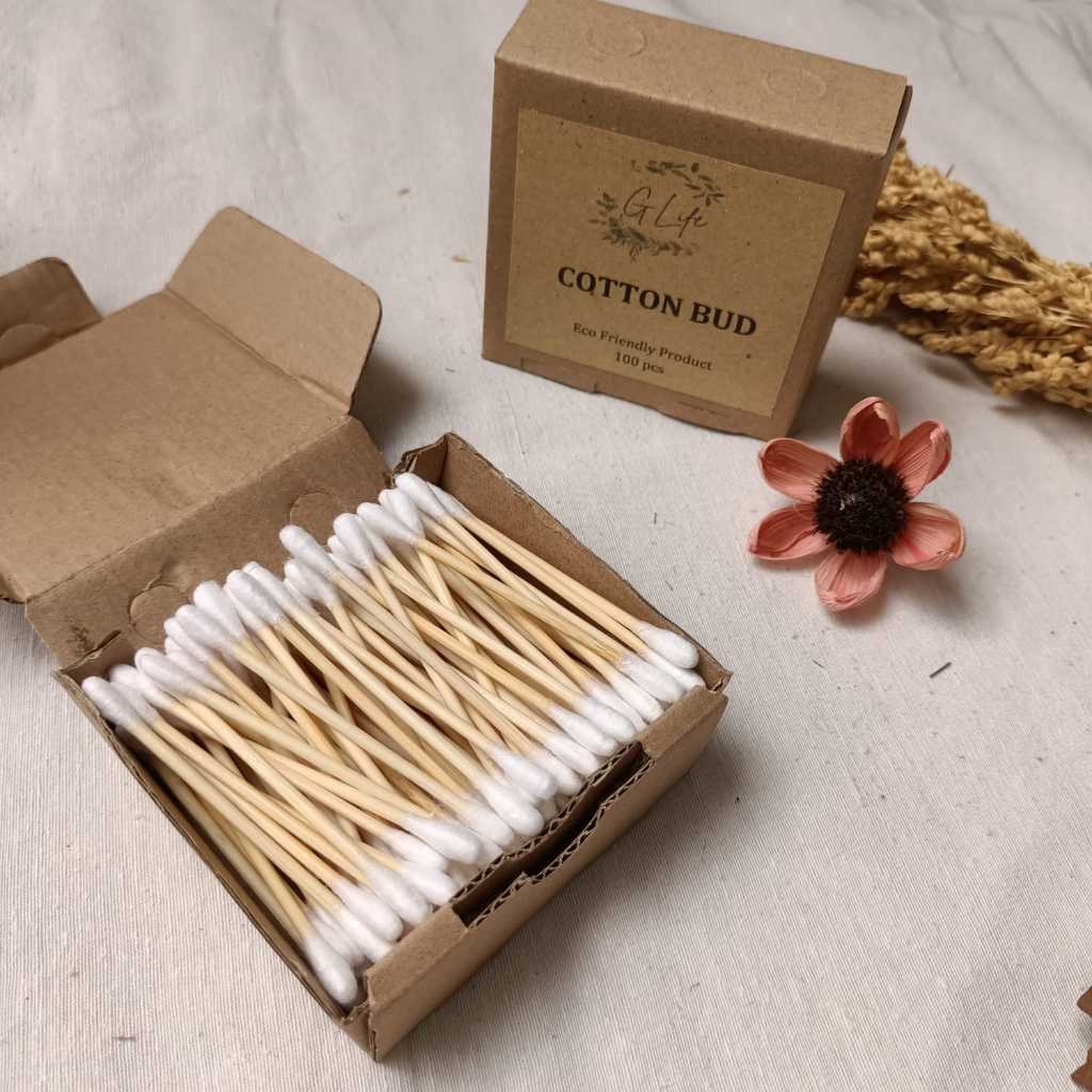 Cotton Bud Kayu, Cotton Bud Bambu 100pcs Ramah Lingkungan Zero Waste Product