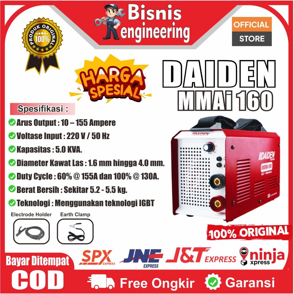 DAIDEN MMAi 160 Mesin Las Inverter 160A - Travo Las Listrik 160 Ampere Original