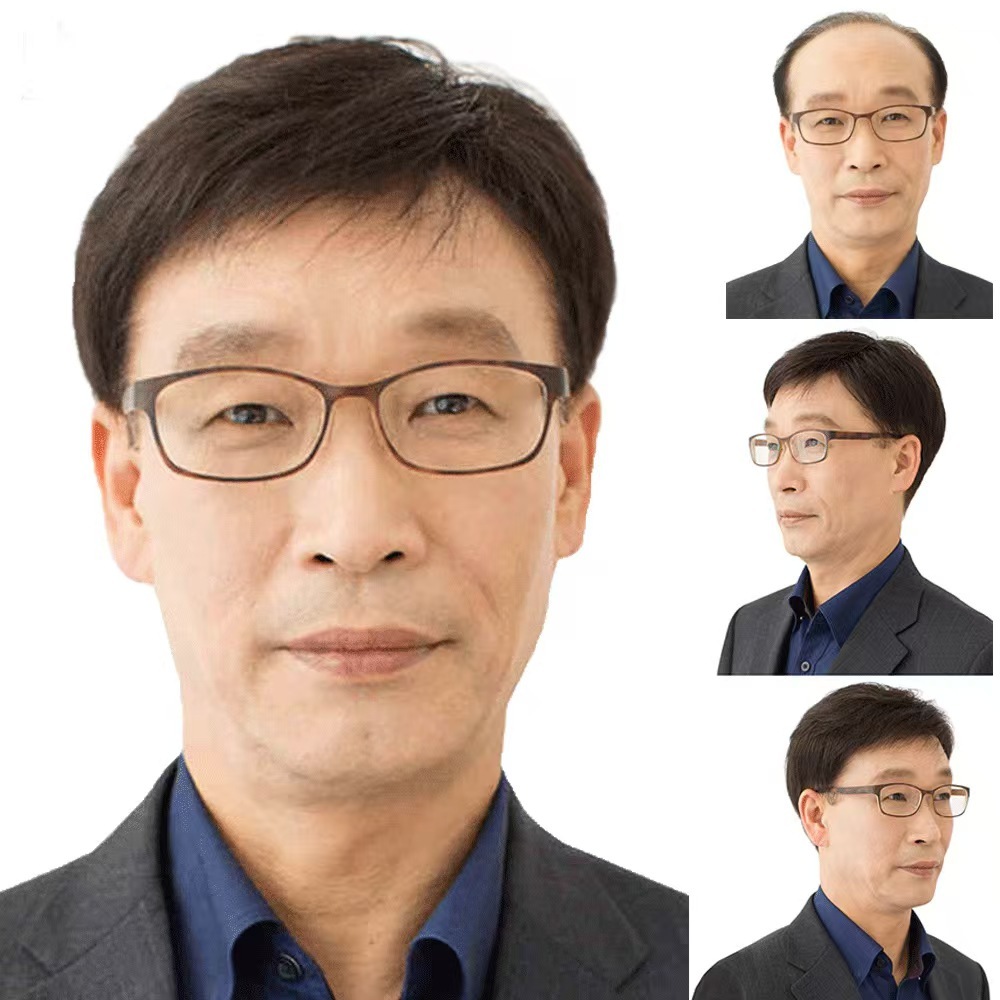 Wig pria realistis untuk pria paruh baya dan lanjut usia, rambut pendek dengan rambut manusia asli.