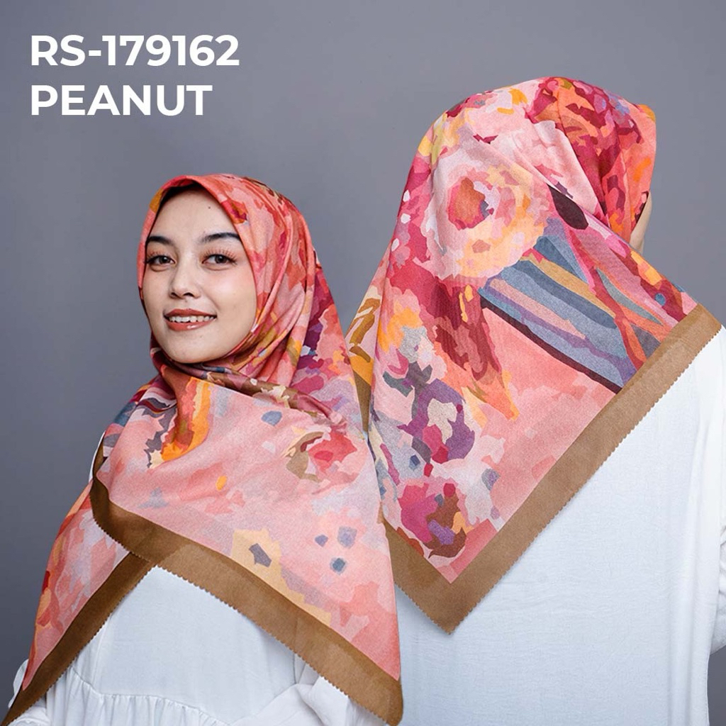 RS-179162 PEANUT Hijab Jilbab Dennay Scarves Voal Motif Segi Empat Basic Laser Cut