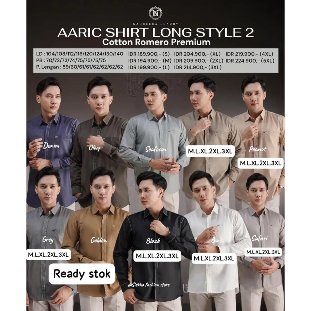 AARIC SHIRT/LONG STYLE 2 ATASAN KEMEJA PRIA POLOS BY NADHEERA LUXURY - INAYAHHIJAB