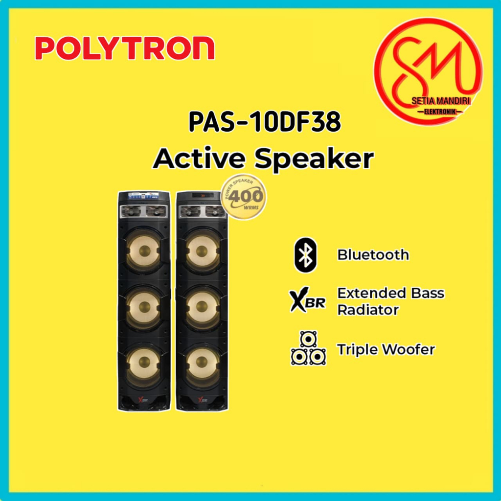 POLYTRON Speaker Aktif Bluetooth Karaoke 10 Inch PAS 10DF38