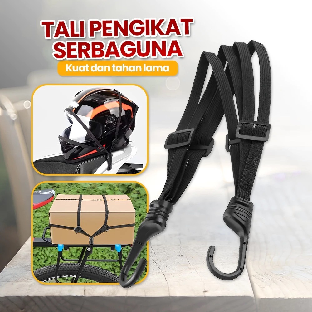 SUPERJAYA Tali Pengikat Barang Di Motor Kuat dan Elastis / Tali Pengikat Helm Motor 2 Hook 60CM - Pe