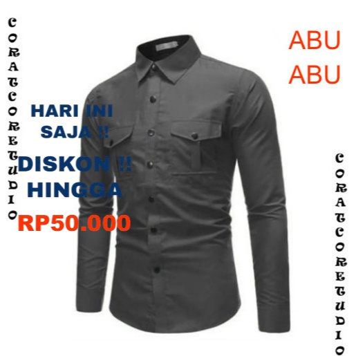29 WARNA WARNI TC87 COLLECTION THE CLOVER 87 Hem Cowok Kemeja Pria Jumbo Big Size Lengan Panjang Pol