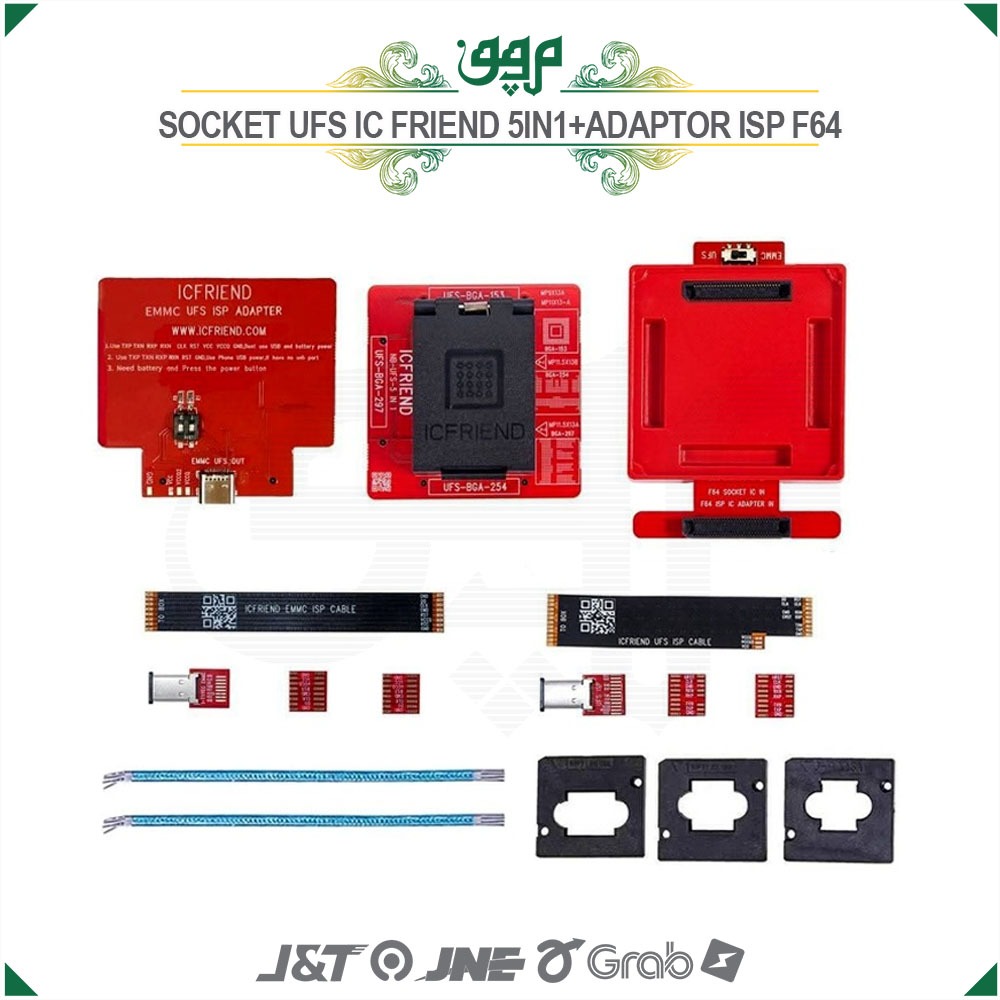 Socket UFS IC Friend 5in1+Adaptor Isp F64 / socket bga UFS 5IN1 soket F64 Ic friend bga UFS terbaru