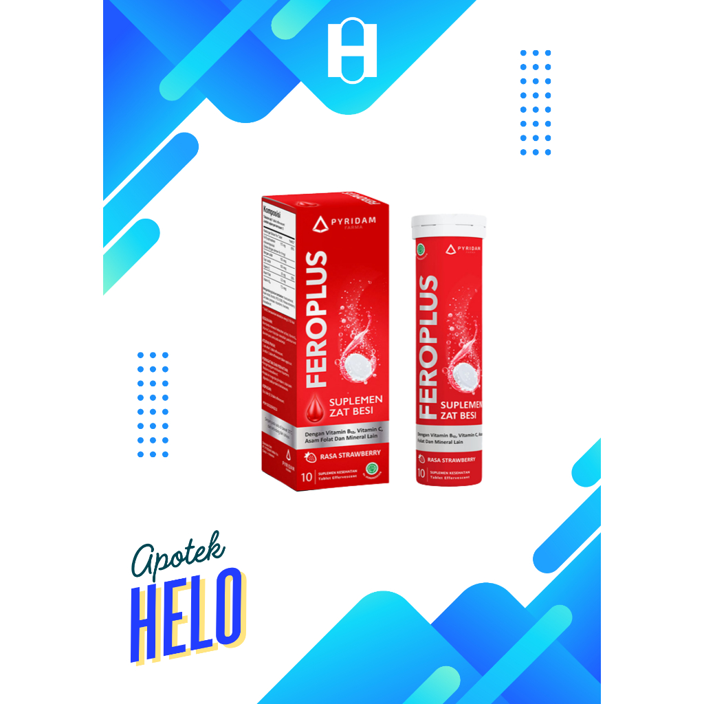 10 Tablet Effervescent Feroplus Rasa Strawberry - Suplemen Zat Besi