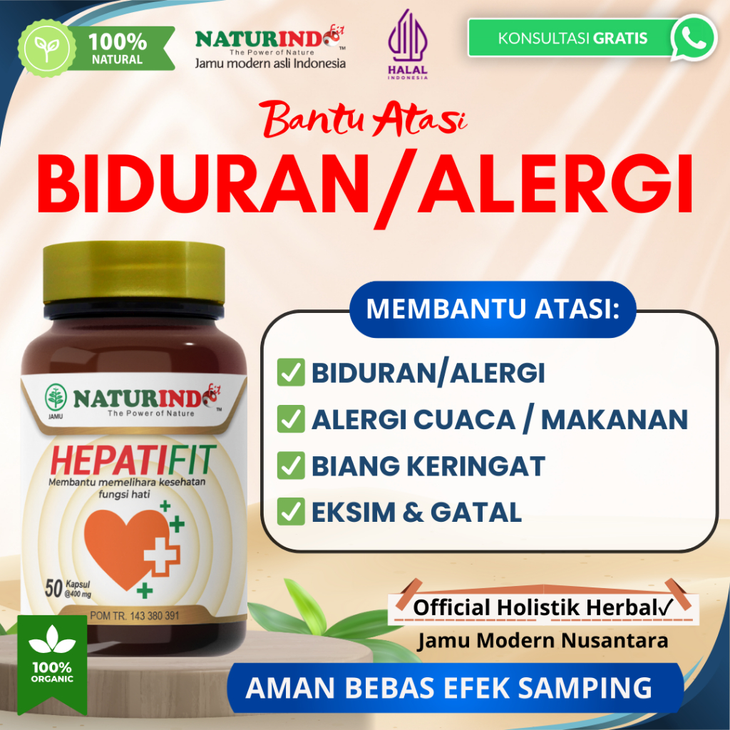 HEPATIFIT Obat Alergi Biduran Hepatitis Kemerahan Kulit Obat Biduran Alergi Dingin Gatal Naturindo
