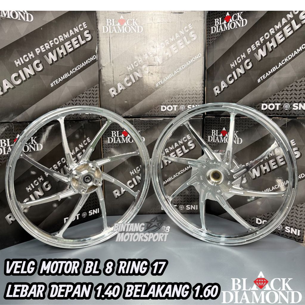 Velg Motor Black Diamond For Honda VARIO 125 / VARIO 150 / VARIO 160 CBS / STYLO 160 CBS Ring 17 Leb