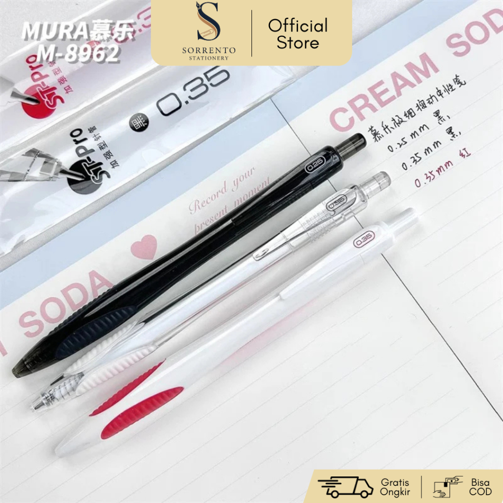 SORRENTO - MURA Massage Sleeve Gel Pen 0.25mm / 0.35mm Pulpen Gel Cetek Retractable