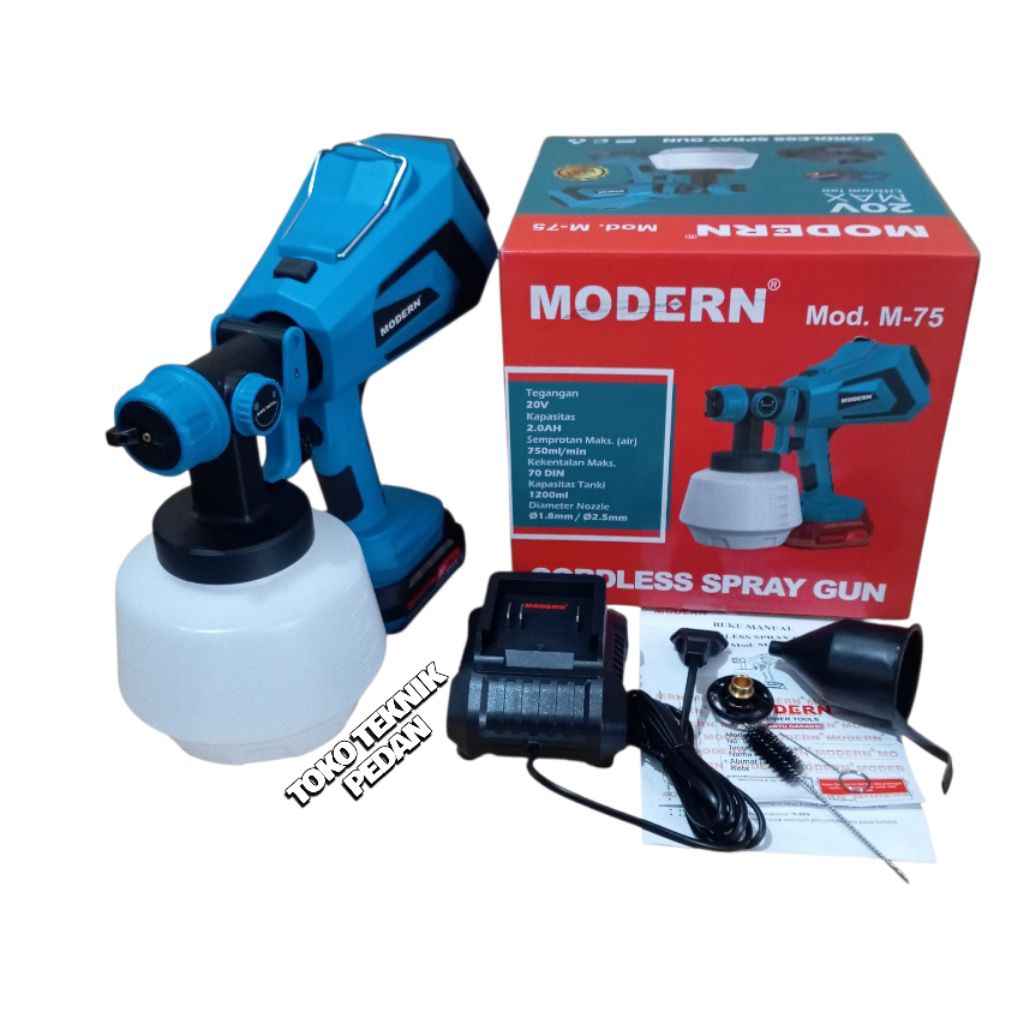 Spray Gun Cat CORDLESS MODERN M-75 1200ml 20V / Alat Semprot Semprotan Cat Motor Mobil Tembok Sprayg