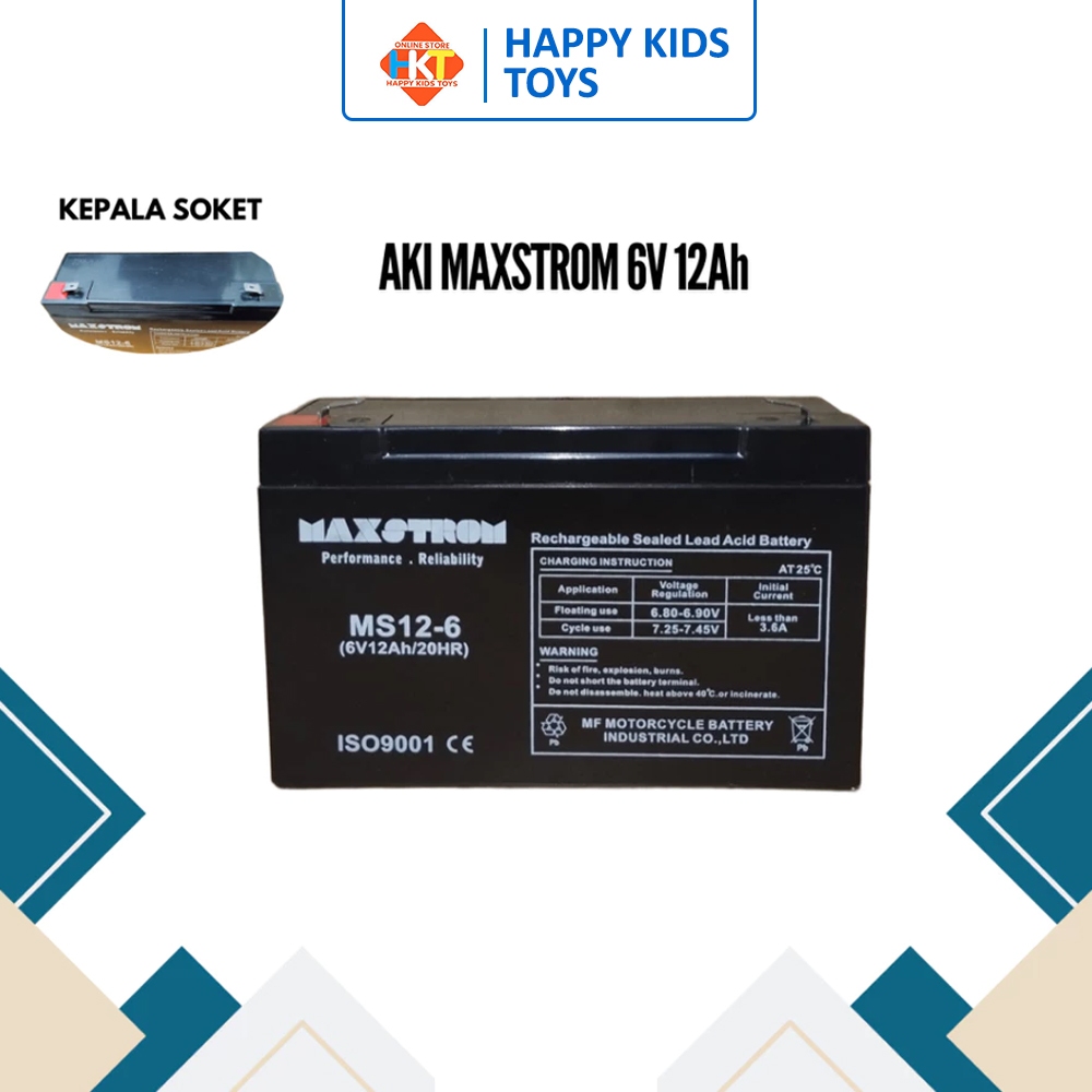 Aki Maxstrom Aki Kering Aki Mobil Mainan Emergency 6V 12AH