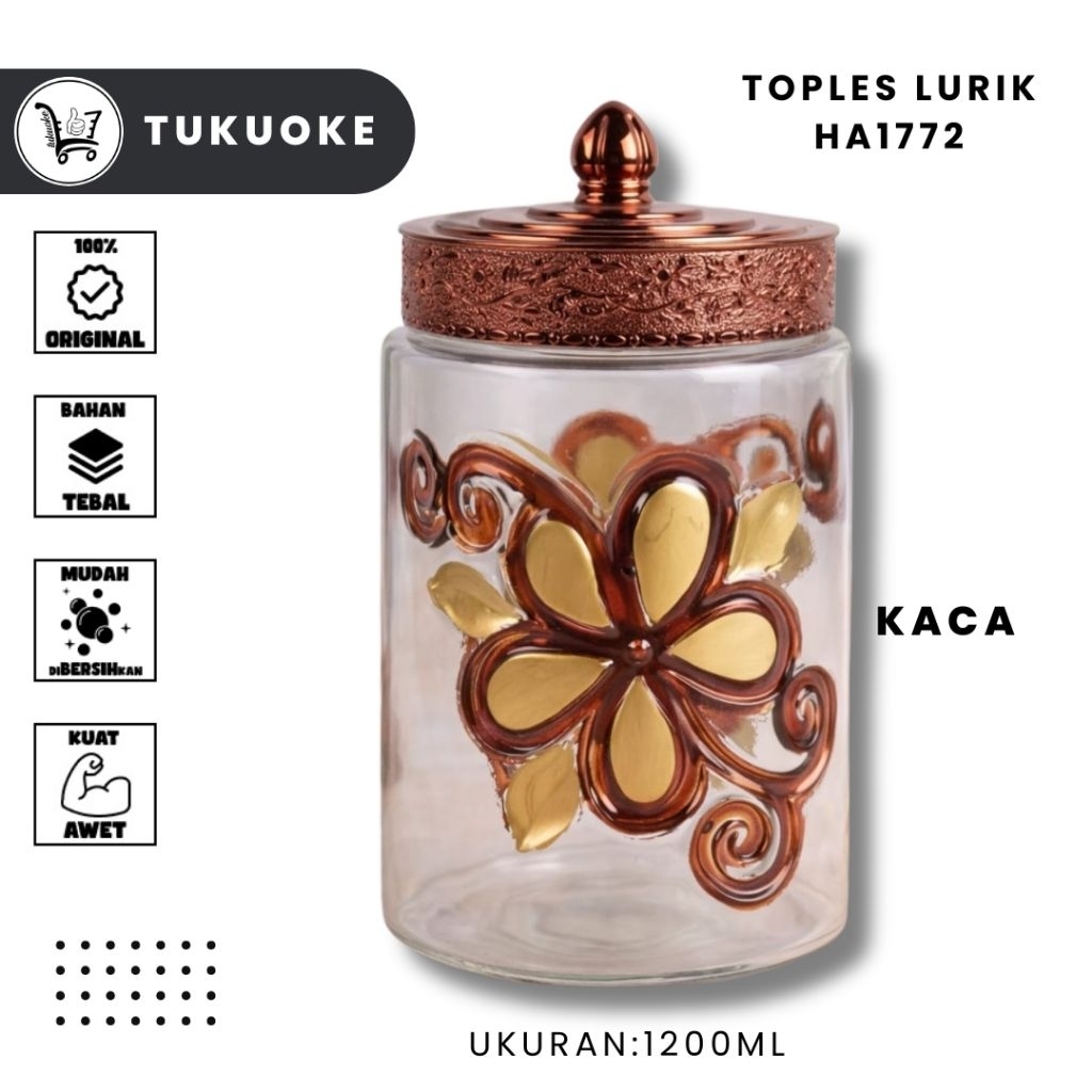 TOPLES KACA GOLDEN ROSE MOTIF BATIK  TUTUP GOLD TOPLES GOLDEN ROSE TOPLES KUE LEBARAN TEMPAT KUE ORI
