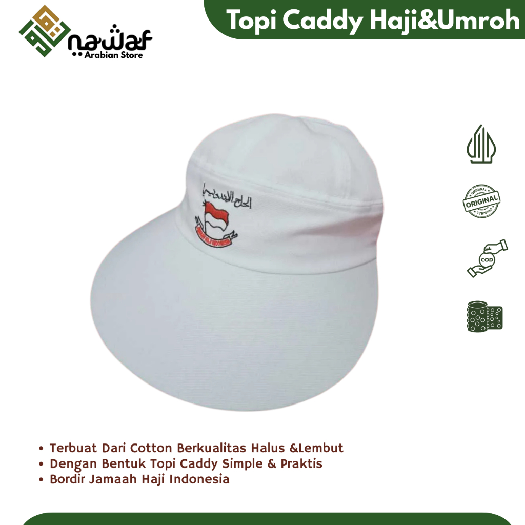 Topi Haji wanita caddy Umroh bordir Indonesia