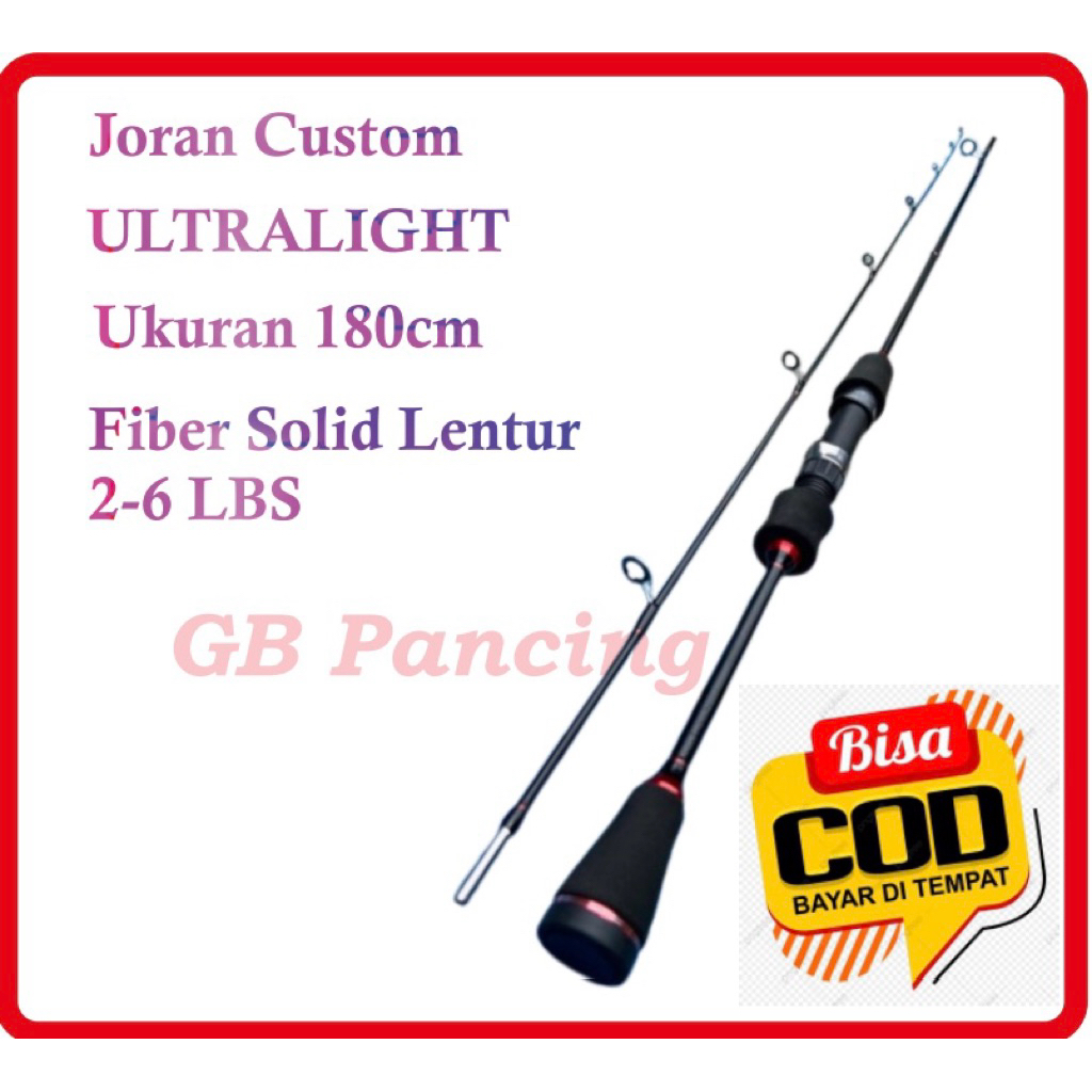 Joran Pancing Ultralight Custom Bahan Fiber Solid lentur ukuran 180cm