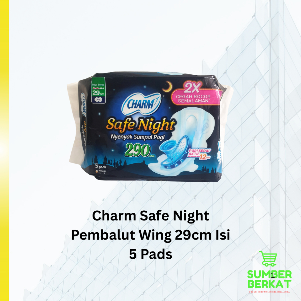 Charm Safe Night Pembalut Wing 29cm Isi 5 Pads
