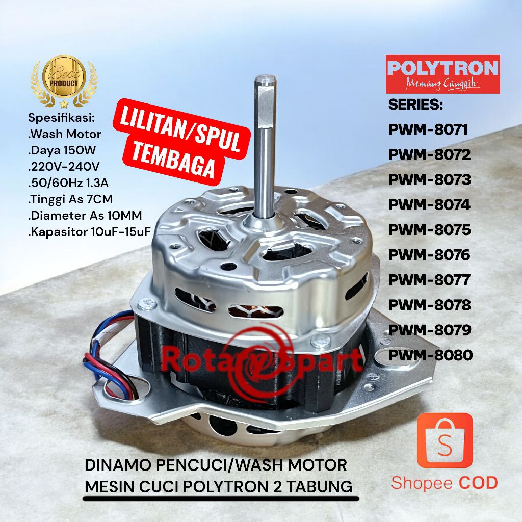 Dinamo pencuci Polytron Tinggi As 7CM Lilitan/Spul Tembaga PWM-8076 PWM-8077 PWM-8078 PWM-8079 PWM-8