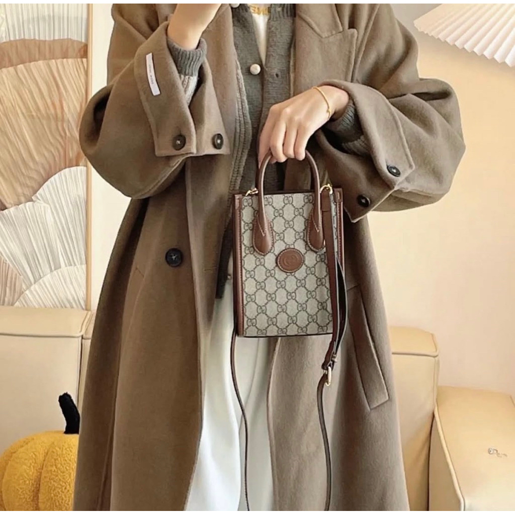 Gucci Mini tote Bag with Interlocking G brown Auth PL