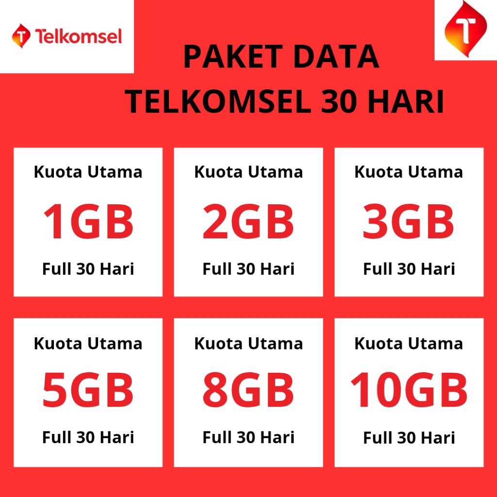 PAKET DATA FLASH TELKOMSEL MURAH FULL 30 HARI | 1GB 2GB 3GB 4GB 5GB 8GB 10GB 15GB 17GB 25GB 28GB