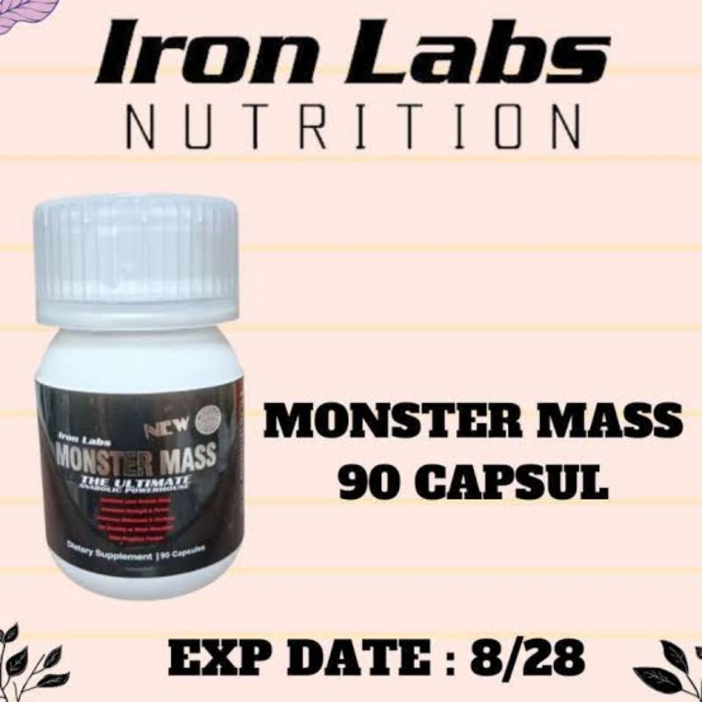 (2 Botol) Iron Labs Monster Mass Original Suplemen Pembentukan Otot 90 Kapsul