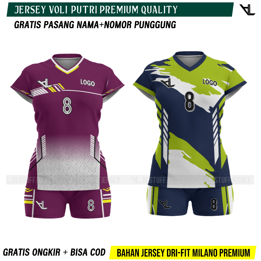 Baju Jersey Voli Putri Premium Quality 2025 Gratis pasang nama dan nomor punggung volly wanita